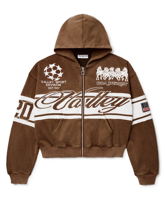 VALE Forever Cursive Zip Up Hoodie “Brown” (434)