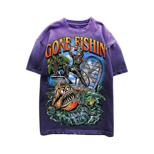 Warren Lotas Gone Fishin' Tee "Purple" (434)