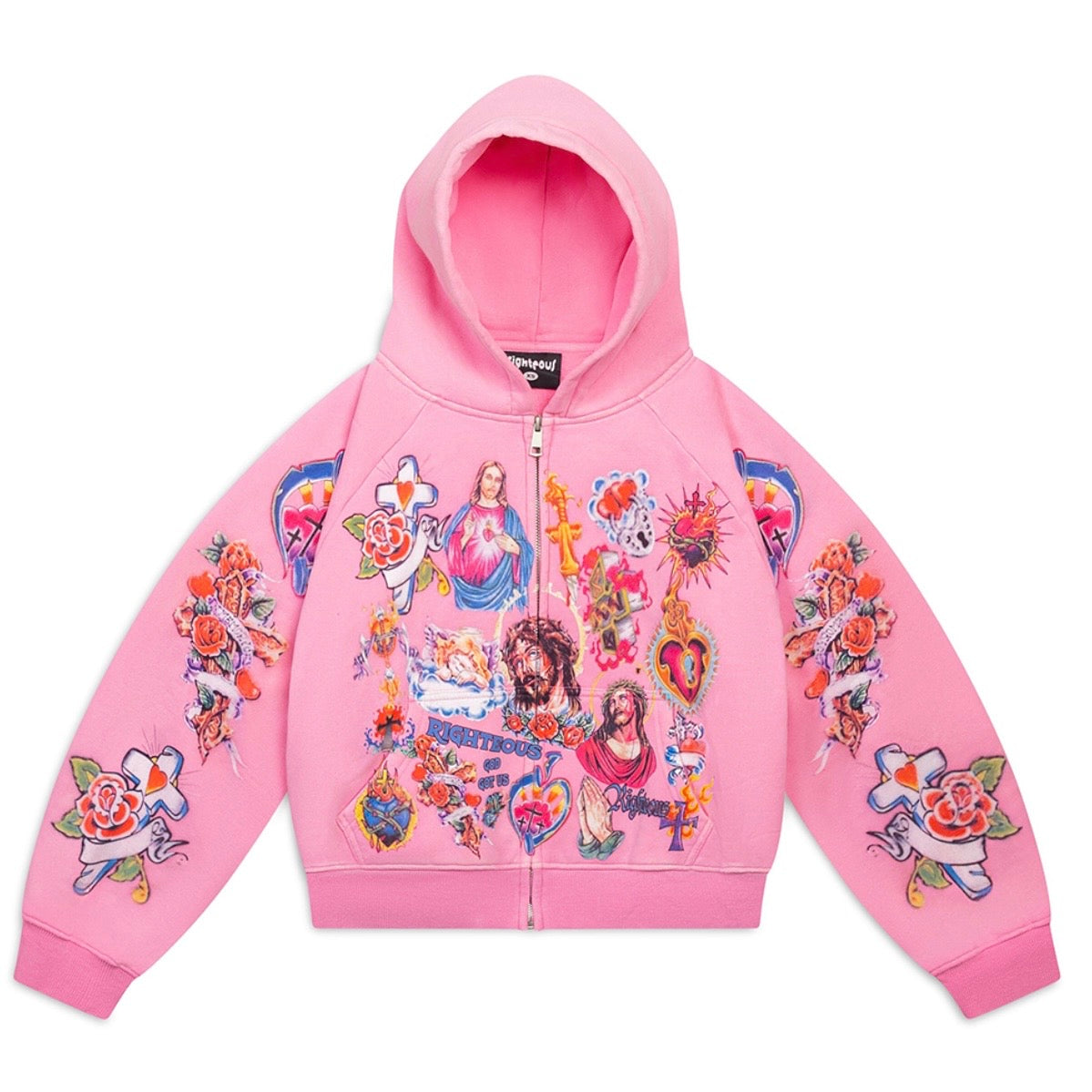 Righteous Risen King Cropped Zip Up "Pink" (434)