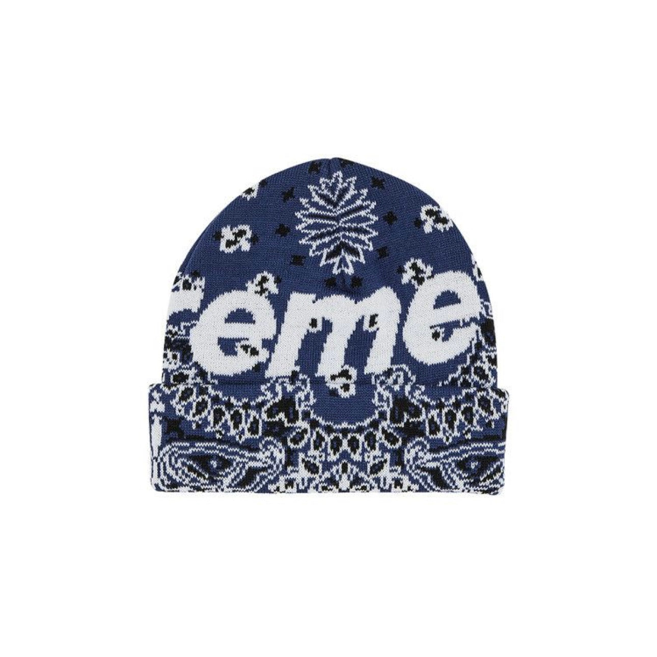 Supreme Big Logo Beanie “Blue Bandanna” (276)