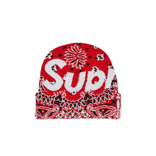 Supreme Big Logo Beanie “Red Bandanna” (276)