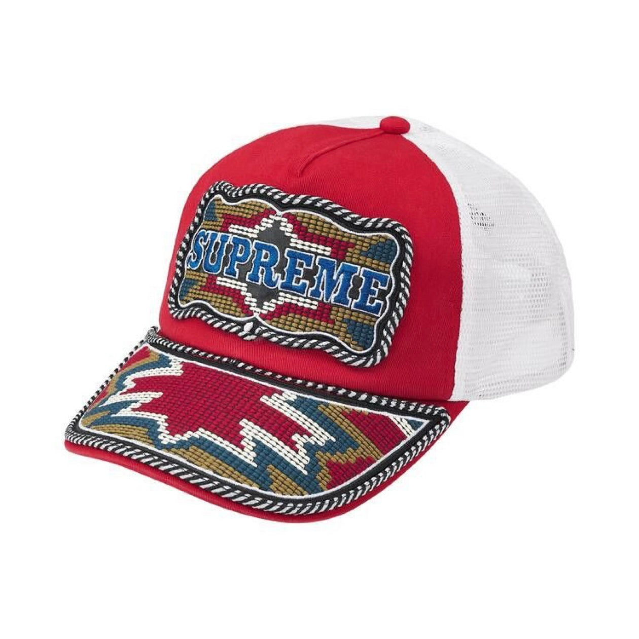 Supreme Western Embroidered Trucker Hat "Red" (434)