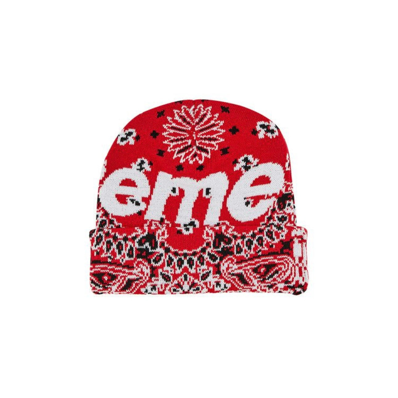 Supreme Big Logo Beanie “Red Bandanna” (276)