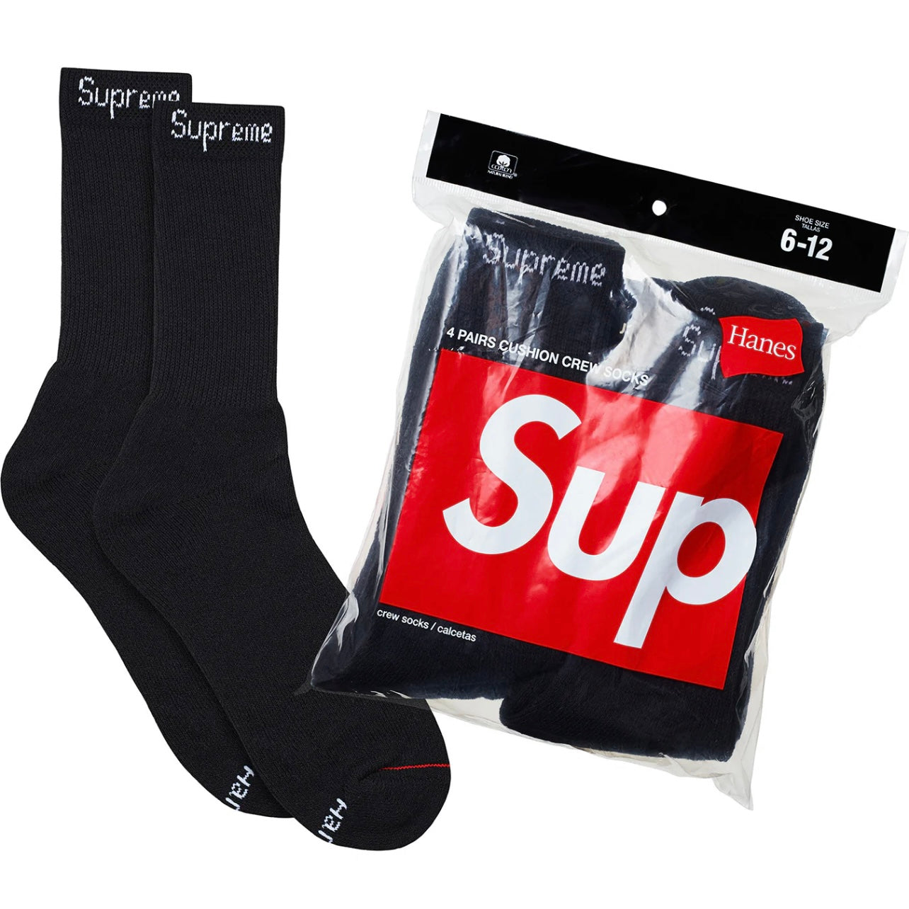 Supreme/Hanes Crew Socks (4 Pack) “Black”