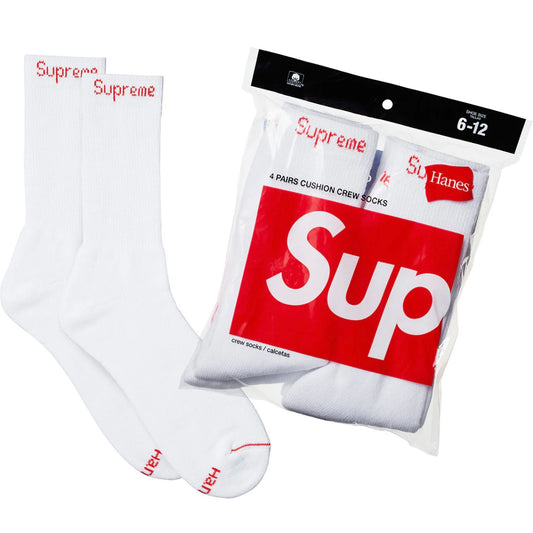 Supreme/Hanes Crew Socks (4 Pack) “White”